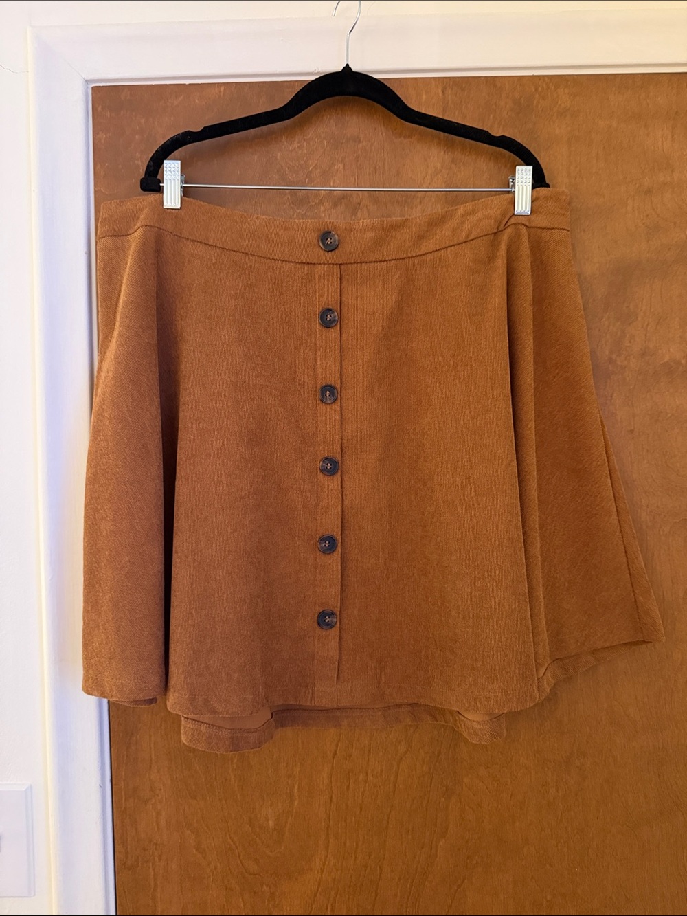 Button-Front A-Line Skirt in Burnt Orange